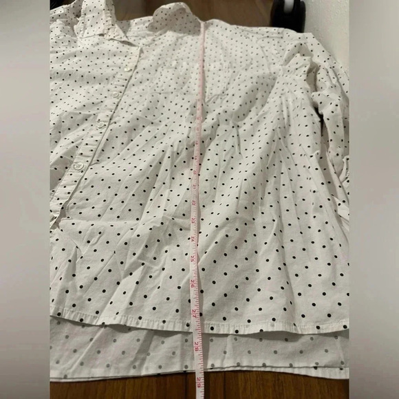 J.Jill White And Black Polka Dot Button Down Oversized Blouse - Picture 3 of 11